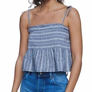 Roxy Bikini Mood Striped Gray & White Cropped Cami Top. Size XS NEW